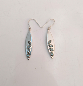 Wholesale Creative Design <b>Blue</b> Topaz Marquise Gemstone Sterling Silver Fine Huggie Earrings Jewelry for Wedding Gift Party - Product Image 2