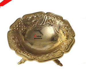 Bol de service de nourriture design en aluminium finition dorée pour hôtel, restaurant et bar - Product Image 1