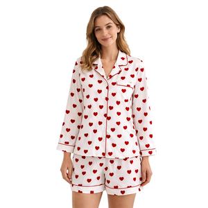 Conjunto de Pijama de Satén Estampado para Mujer, Personalizado con Logotipo, Transpirable, de Secado Rápido, para Primavera - Product Image 1