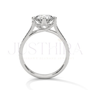 Most Selling Solitaire Round Cut Diamond Prong Pave Settings Ring for Everyday Wear Office Use and Elegant Styling Gift For Her - Product Image 5