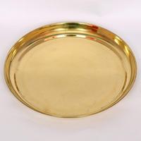 PEMASOK TERBAIK Set Piring Pooja Tembaga Ramah Lingkungan Ukuran Sesuai Pesanan Pola Solid Terukir Gaya Amerika Piring Puja