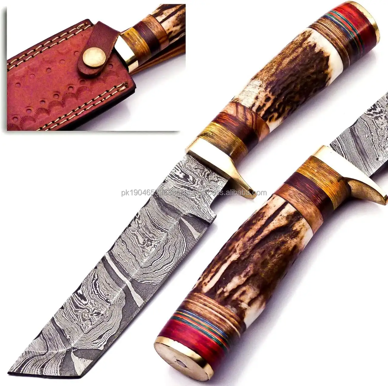 Oem Hot Bán Cao Cấp Chất Lượng Handmade Vj10 Damascus Thép Cắm Trại Dao Săn Bắn Hươu Hươu Xử Lý Chiến Thuật Dao Với Vỏ Bọc