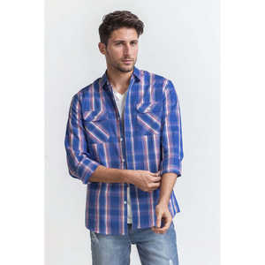Blue <b>Pink</b> Checkered Casual <b>Shirt</b> 100% Cotton Poplin Chambray Linen Woven Fabric Striped Classic Breathable Formal MN-CS-SS24-107 - Product Image 4