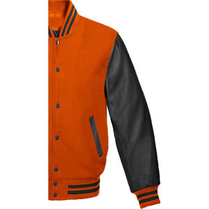 Chaqueta Universitaria de Cuero Genuino Personalizada al por Mayor de Fábrica, Diseño OEM, Transpirable, Resistente al Viento, de Alta Calidad para Hombre, con Parche Bordado en la Parte Delantera - Product Image 5
