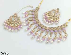 DERNIÈRE ANTIQUE MOTIPEARL & DROP COLLIER FANTAISIE À LA MODE PLAQUÉ OR AVEC ENSEMBLE DE BOUCLES D'OREILLES MANGTIKKA ET ENSEMBLE DE BIJOUX FEMMES - Product Image 4