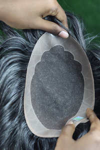 BM วิกผมปลอมสำหรับผู้ชายผมอินเดียแบบมีลูกไม้ปิดด้านหน้าแบบโมโนและนุ่มระบายอากาศได้6" - Product Image 2