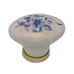 Pomolo in Porcellana Ovale con Base Figura 7 mm 35x25 - Product Image 1
