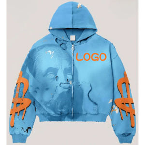 Sweat à capuche graphique Y2k en molleton déchiré à bord brut imprimé DTG de qualité supérieure, coupe régulière, pour homme, hiver - Product Image 2