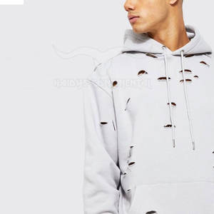 2023 mejor venta de sudaderas con capucha desgastadas para hombres hechas a medida poliéster algodón precio bajo sudaderas de invierno patrón sólido teñido liso - Product Image 5