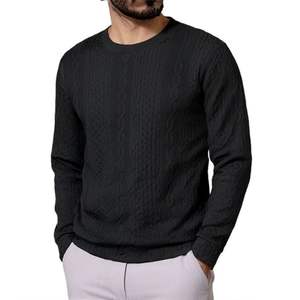 OEM Conception de logo personnalisé transfrontalier automne nouveaux hommes hauts à manches longues col rond hommes jacquard bas chemise sweat-shirt - Product Image 4