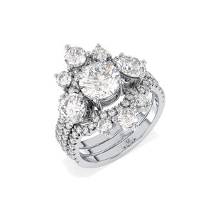 Bague en moissanite ronde de 4,38 carats, prix de gros REYES, en or blanc 14 carats, cadeau de fiançailles, de mariage, bijoux fins pour femmes - Product Image 1
