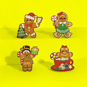 Christmas Gingerbread Girl Iron-On Embroidery Patch for Clothing - Product Image 1