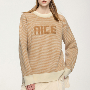 Suéter de Punto para Mujer Streetlab, Cuello Redondo, Manga Larga, Bordado Jacquard en la Parte Delantera, Corte Holgado, Estilo Urbano para Otoño e Invierno - Product Image 2