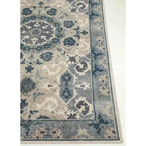 Erbe PKWL-8002 Hand Knotted Wool Rug <b>Grey</b> Black Boho Style Medallion Abstract Rectangle for Home Living Room Hallway Carpet - Product Image 4