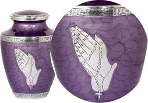 Praying Hand Large Adult Urn for Human Ashes |A Simple Elegant, Handcrafted and Minimalistic Place for <b>Your</b> <b>Loved</b> One- Purple - Product Image 2