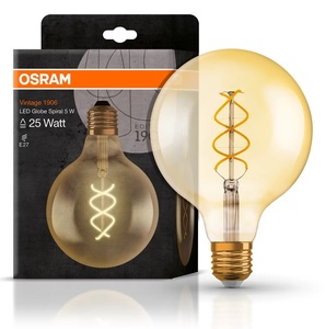 Lámpara de globo de cristal LED en espiral Osram E27 4W 2000K vintage de 1906 (4058075092136) - Product Image 1