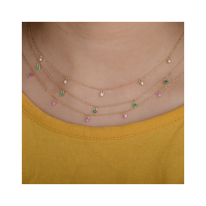 สร้อยคอทองคำ14K คุณภาพสูงจี้หินหลากสีตามสั่งจากผู้จำหน่ายในอินเดีย - Product Image 1