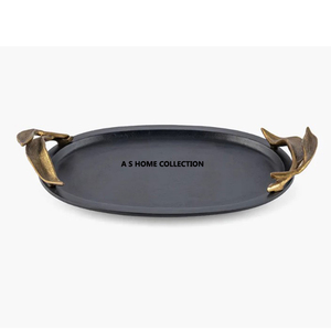 Most Selling Black Coated Metal Serving Trays Oval Shape for Home and Weddings <b>Tabletop</b> Food & Drinks Serving Trays - Product Image 1