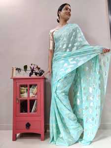 Sari de créateur prêt-à-porter Viscos Saree dernier cri exclusif vêtements de fête ethniques nuptiaux de qualité supérieure pour femmes filles - Product Image 2