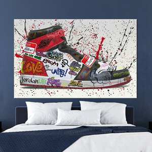 Impression sur toile de baskets graffiti : Art moderne des chaussures, Décoration Hype, TOILE ENROBÉE - Product Image 1