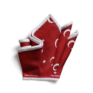 Handmade Jacquard Turkish Flag Pocket <b>Square</b> with Knitted <b>Edge</b> Signature Border Elegant Dining Accessory for Blazer Suits - Product Image 3