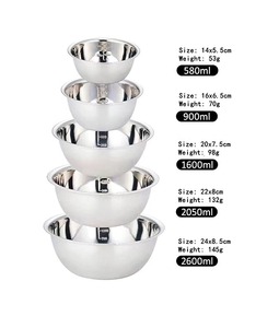 Juego de cuencos para mezclar de acero inoxidable, utensilios de cocina ligeros y duraderos para cocinar, hornear, preparación de alimentos, servir, uso en restaurante - Product Image 3