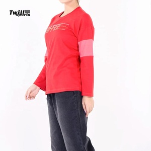 Otoño primavera señoras casual manga larga Camiseta cuello redondo Mujer suelta ajuste básico liso penal manga larga Camiseta - Product Image 3