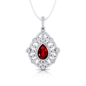 Design minimaliste à la mode coupe poire 1.3 carats rubis naturel pierres précieuses pendentif à breloques en or massif 18 carats orné de vrais diamants - Product Image 2