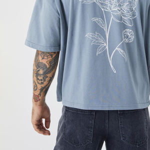 Camiseta estampada 100% de algodón para hombre, camiseta bordada en blanco de alta calidad para hombre, camiseta personalizada con estampado 2024 de poliéster para hombre - Product Image 2