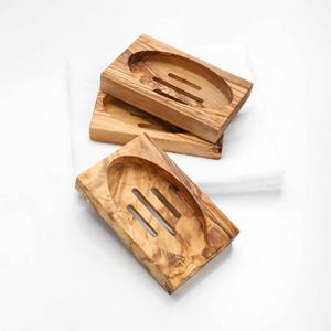 Handmade Premium Olive Wood Soap Tray with Drain Slots Wooden Soap Dish Holder with Drainage Feature for <b>Bathroom</b> & Kitchen <b>Sink</b> - Product Image 1