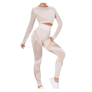 Alta calidad reciclar 2025 ropa de gimnasio mujeres deportes gimnasio conjunto mujeres señoras ropa activa conjuntos Yoga deporte conjunto para mujeres manga larga - Product Image 1