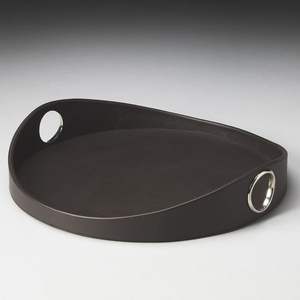 Plateau de service en cuir au design élégant Offre Spéciale avec poignées en métal Table basse en cuir de couleur bleue Nouveau design - Product Image 6