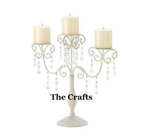 Candelabro de metal de calidad premium en color blanco con cristal, tamaño y forma personalizables, candelabro más vendido. - Product Image 3
