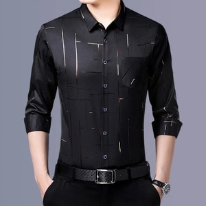 Camisa de Negocios de Manga Larga para Hombre, Casual y Moderna, Estampada, Sin Plancha y Resistente a las Arrugas - Product Image 4