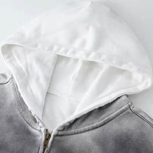 New Men's Fashion Streetwear Washed Vintage Hooded Sweatshirt <b>Zip</b> Uo <b>Hoodie</b> 100% Cotton Winter Heavy Weight Short Long-sleeved - Product Image 2