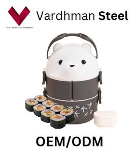 Boîtes à lunch en plastique pour enfants de qualité supérieure, vente en gros, contenants à lunch Teddy Bento avec cuillère et fourchette, sans BPA - Product Image 4