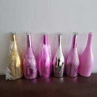 Botella de Vidrio para Vino Tinto, Blanco o Espumoso de 700ml/750ml con Tapa de Corcho y Acabado Premium Electroplacado