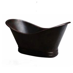 Cuivre Double Pantoufle Piédestal Baignoire Autoportant Pas Cher Abordable Vente Chaude De Luxe Cuivre Baignoire Inde Foncé Antique Martelé - Product Image 2