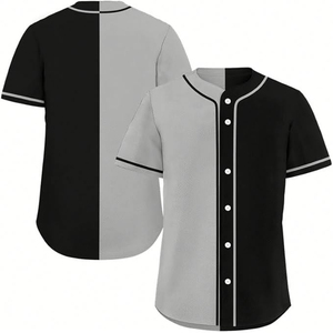 Fabricante de camisetas de béisbol de Pakistán-Sialkot Diseño personalizado Jersey de béisbol de dos tonos 100% Poliéster Cuello redondo Botón abajo - Product Image 4