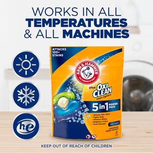 ARM & HAMMER Plus OxiClean 5-in-1 <b>Liquid</b> Laundry Detergent Power Packs, Fresh Scent, 42 Count/Pack - Product Image 5