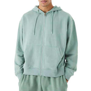 Sweat à capuche unisexe pour homme en coton 100% respirant avec fermeture éclair lourde personnalisée, poche et épaules tombantes - Product Image 3