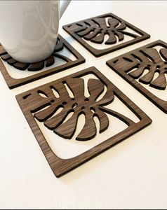 Posavasos personalizado moderno respetuoso con el medio ambiente 3,75 sublimación Hardboard Mdf Squarestone con posavasos trasero de corcho - Product Image 1