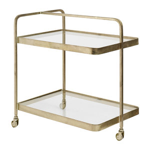 Meubles de restaurant d'hôtel Table à manger en métal doré poli brillant et verre de luxe Chariot de service pour la cuisine, le thé et le café - Product Image 2