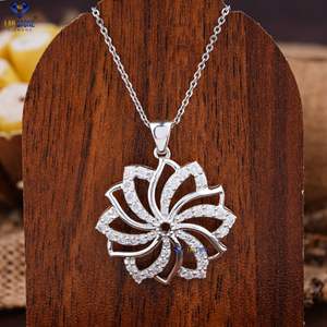 Labstone Glamorous Diamond Pendant & Earring Set 1.324TDW Corte redondo Oro blanco Color DE LA EF-VS con cadena - Product Image 1