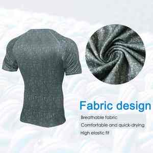 T-shirt de compression athlétique à manches courtes pour homme, en spandex/polyester, sans couture, respirant, séchage rapide, ajusté, pour la salle de sport et le fitness - Product Image 2