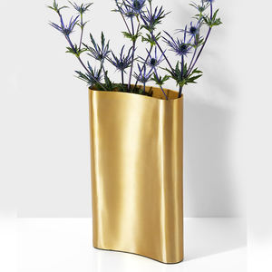 Jarrón chapado en oro brillante para decoración de Ceremonia de boda, mesa de comedor de restaurante y florero decorativo para el suelo del hogar a la venta - Product Image 6