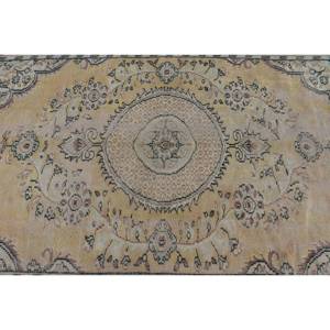 Alfombra de lana amarilla y beige tradicional hecha a mano, diseño de retazos rectangulares de 5,7x9 pies, respaldo de látex, para sala de estar, dormitorio, pasillo - Product Image 5