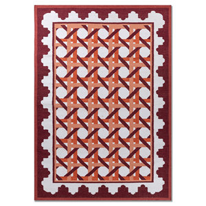 Alfombra Clásica de Lana Alhambra Roja Naranja Hecha a Mano con Tejido Plano para el Hogar ADWL-13304 Modelo Rectangular para Pasillo y Dormitorio Alfombra de Yute - Product Image 1