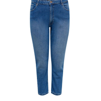 Servicio OEM Disponible, Jeans de Mezclilla de Cintura Alta Ajustables con Diseño Recto para Mujer, Estilo Casual Urbano con Abertura Lateral