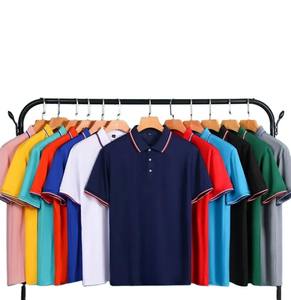 Chemises sportives unies pour hommes avec logo personnalisé, en tissu tricoté polyester/coton, séchage rapide, manches courtes, service OEM - Product Image 4